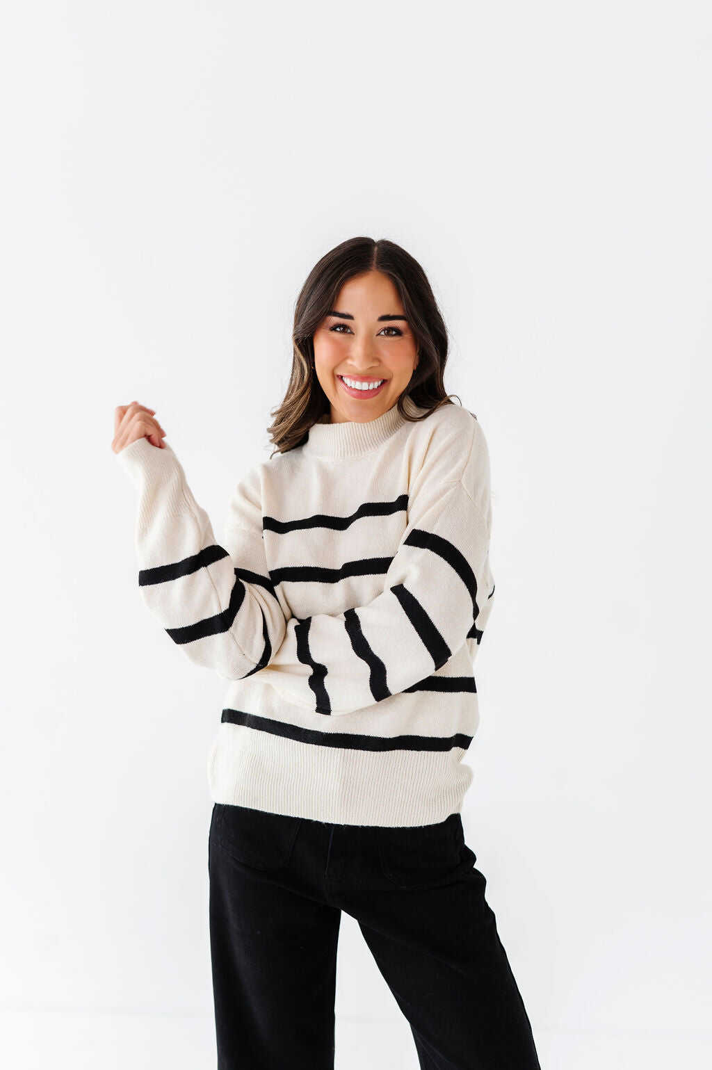 Ashton Striped Sweater in Cream
