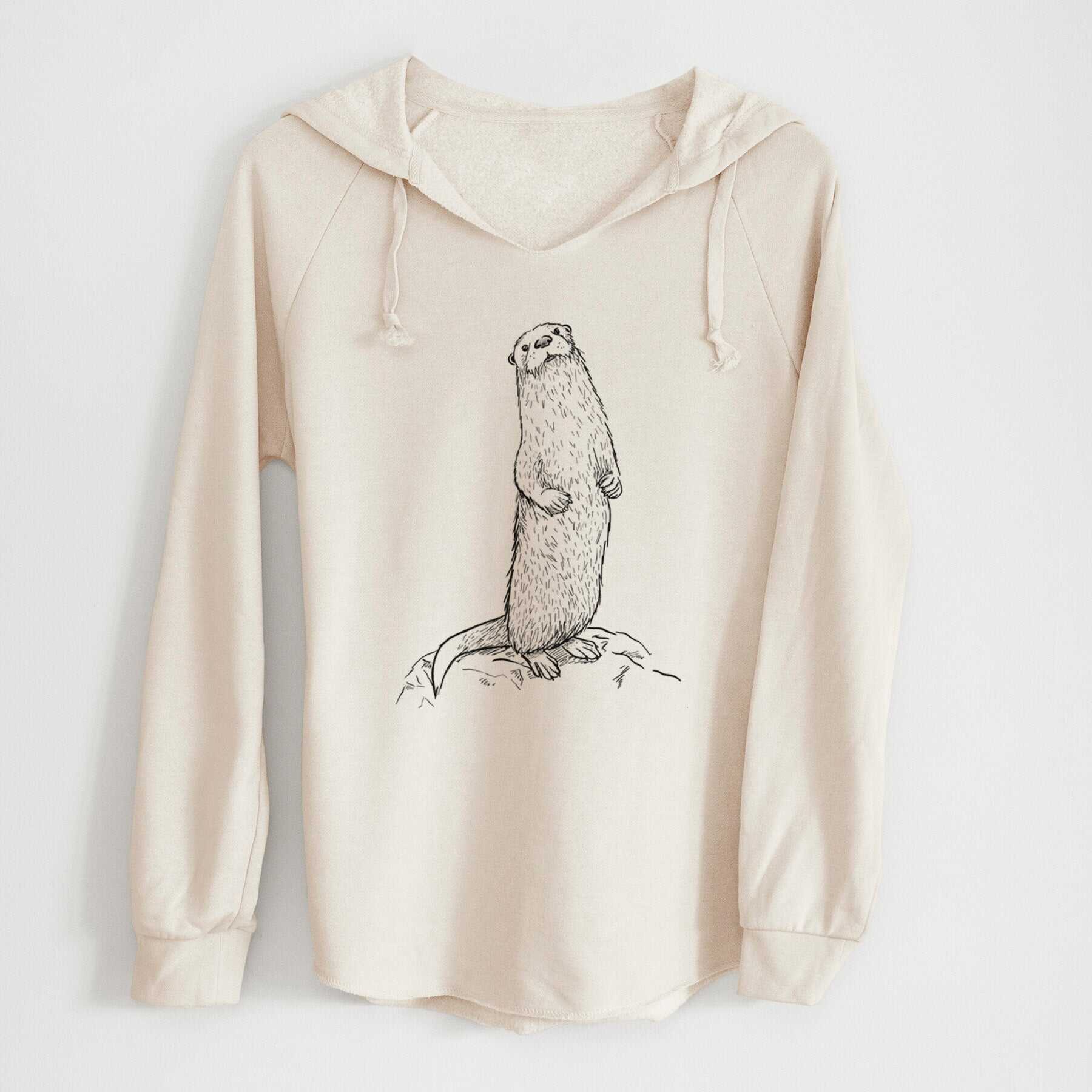 North American River Otter - Lontra canadensis - Cali Wave Hooded Sweatshirt