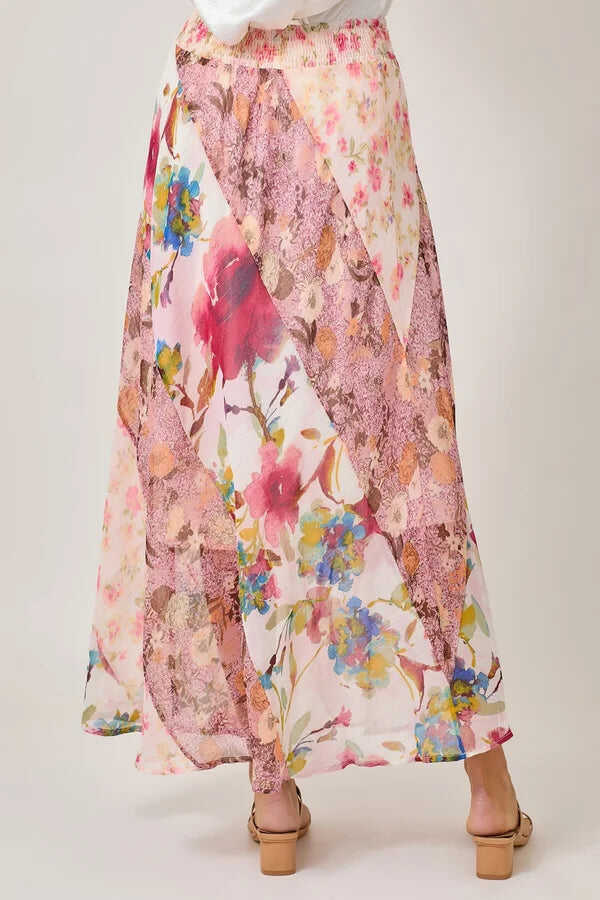 Pink Floral Mix Print Maxi Skirt FINAL SALE
