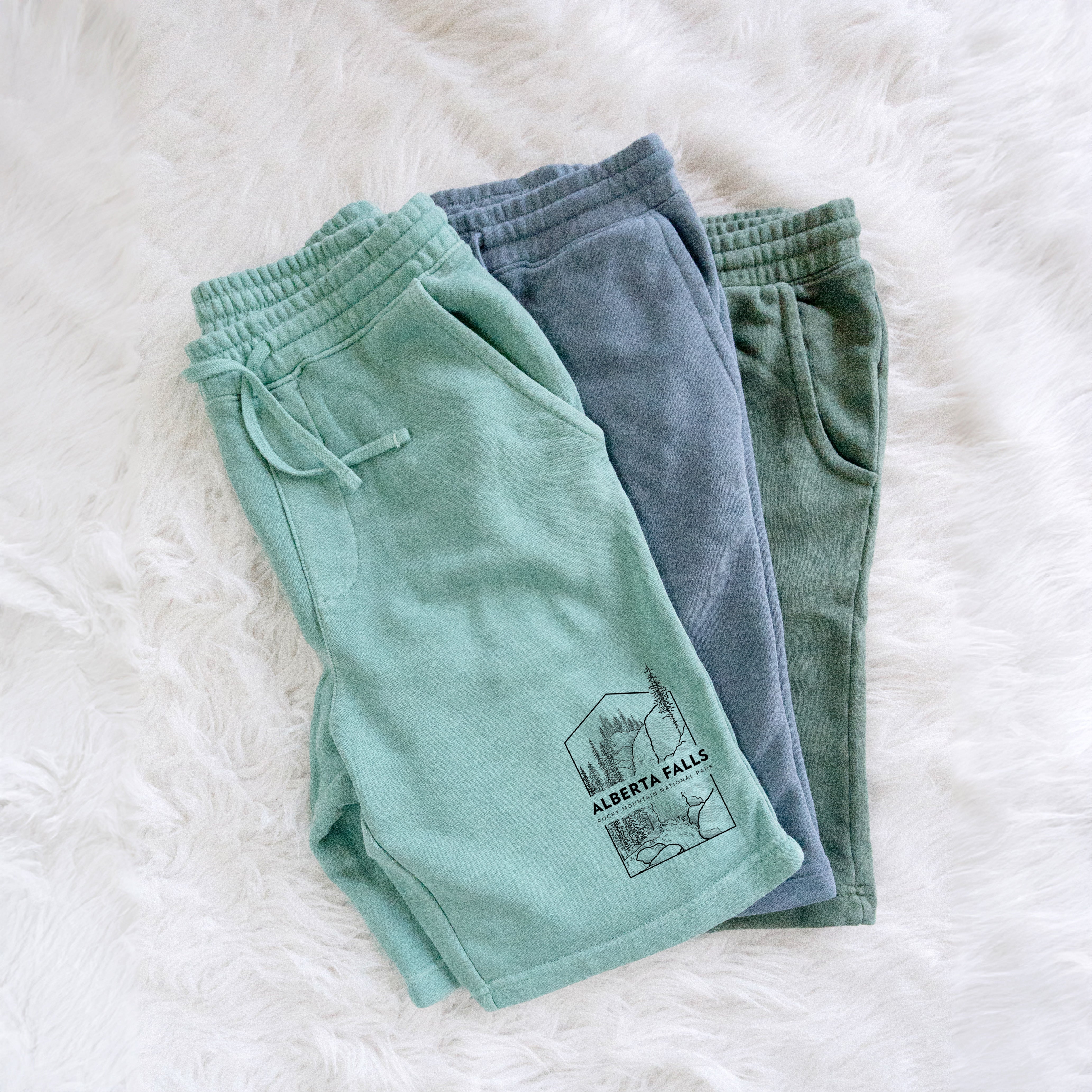 Alberta Falls - Rocky Mountain National Park - Unisex Pigment Dyed Shorts