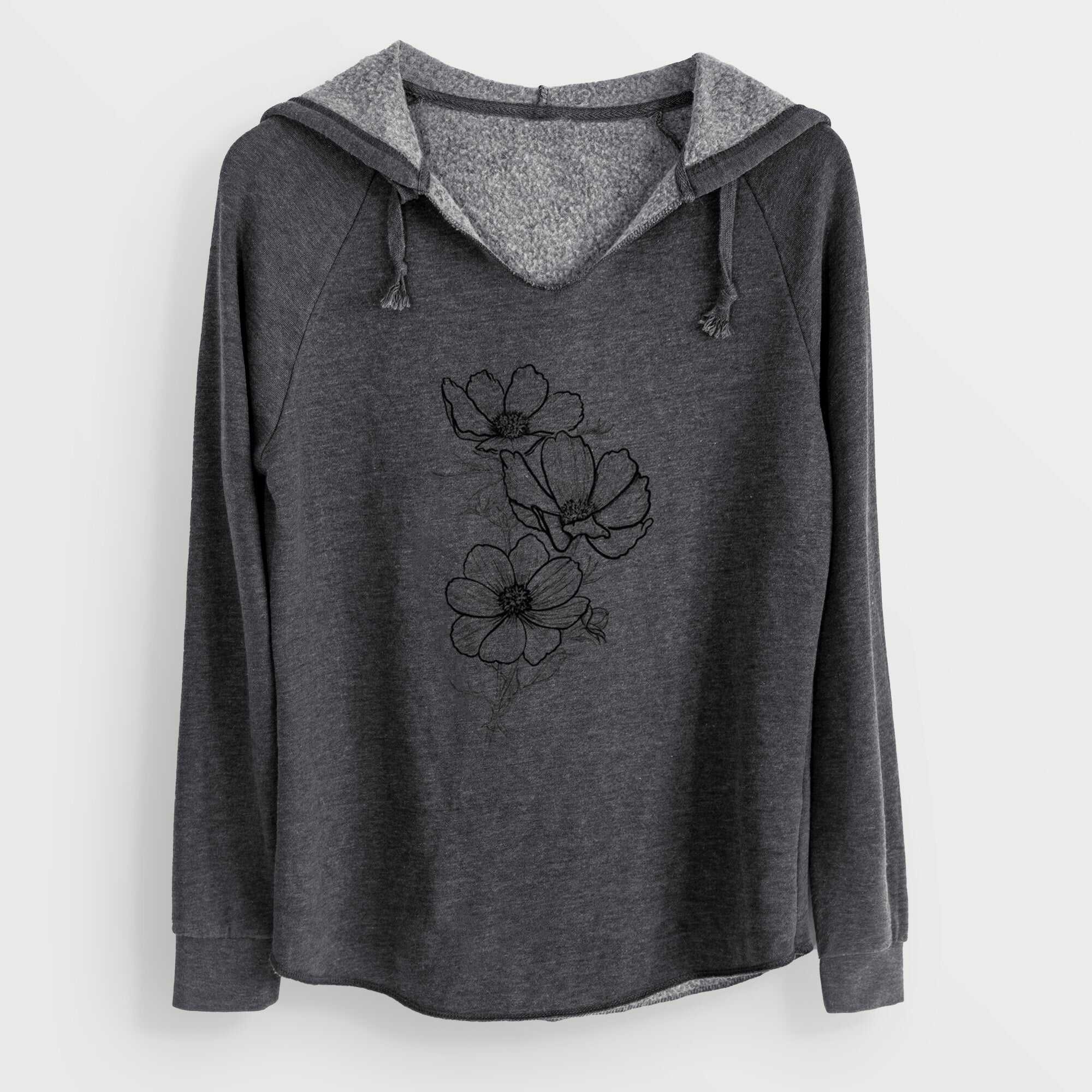 Garden Cosmos - Apollo White Cosmos bipinnatus - Cali Wave Hooded Sweatshirt