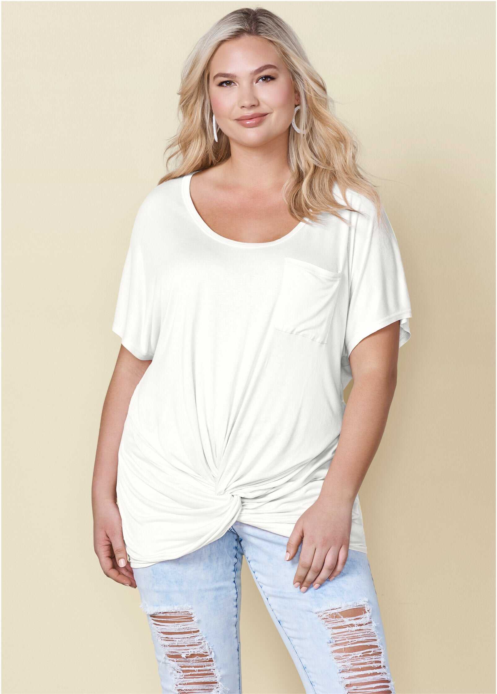 Twisted Knot Detail Tee - White