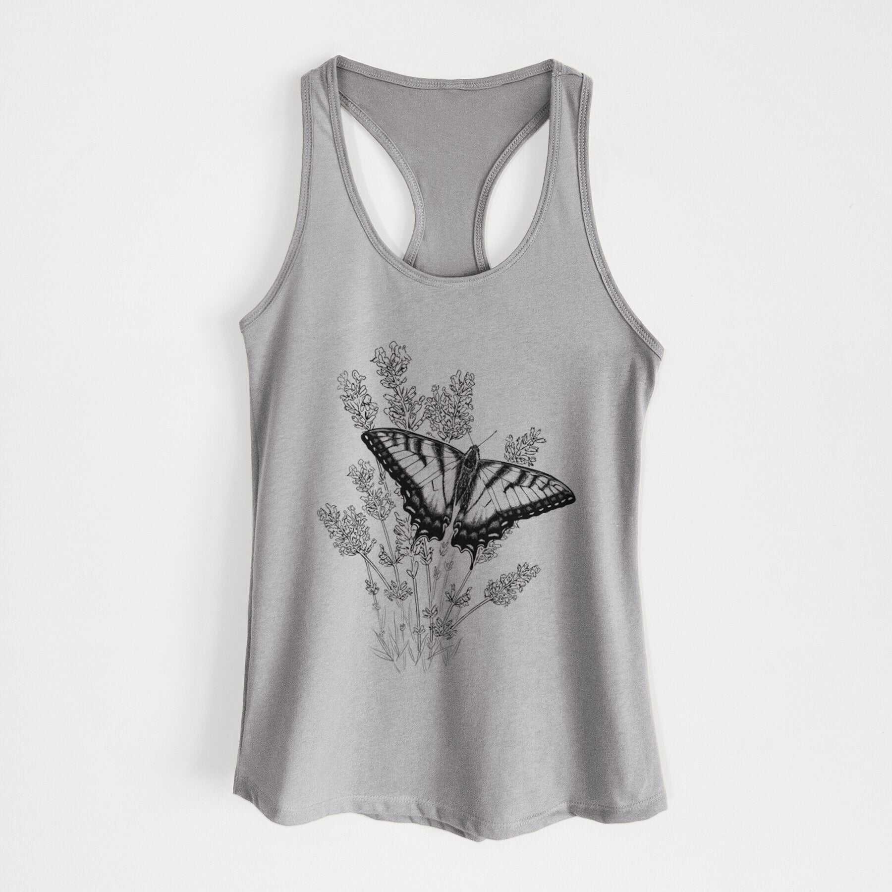 Eastern Tiger Swallowtail with Lavender - Women's Racerback Tanktop