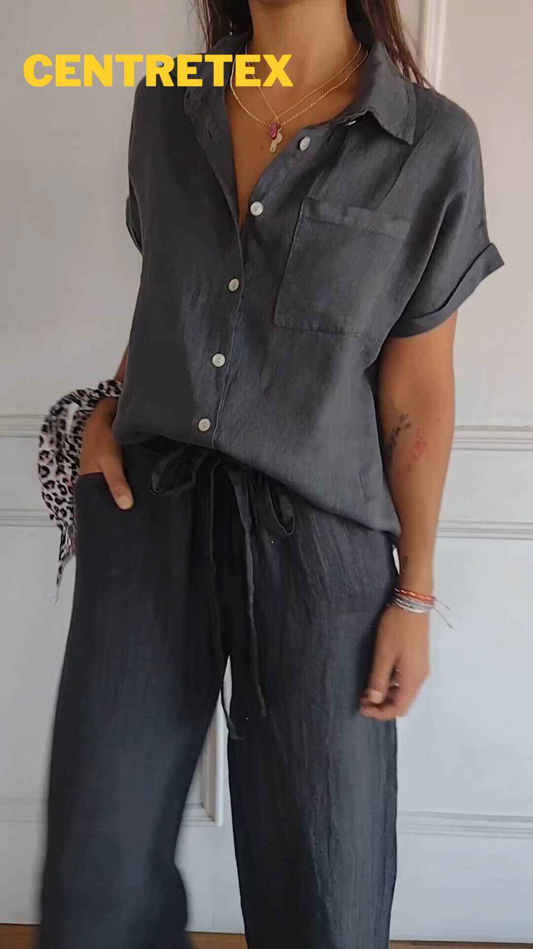 Women's Cotton & Linen Lapel Shirt