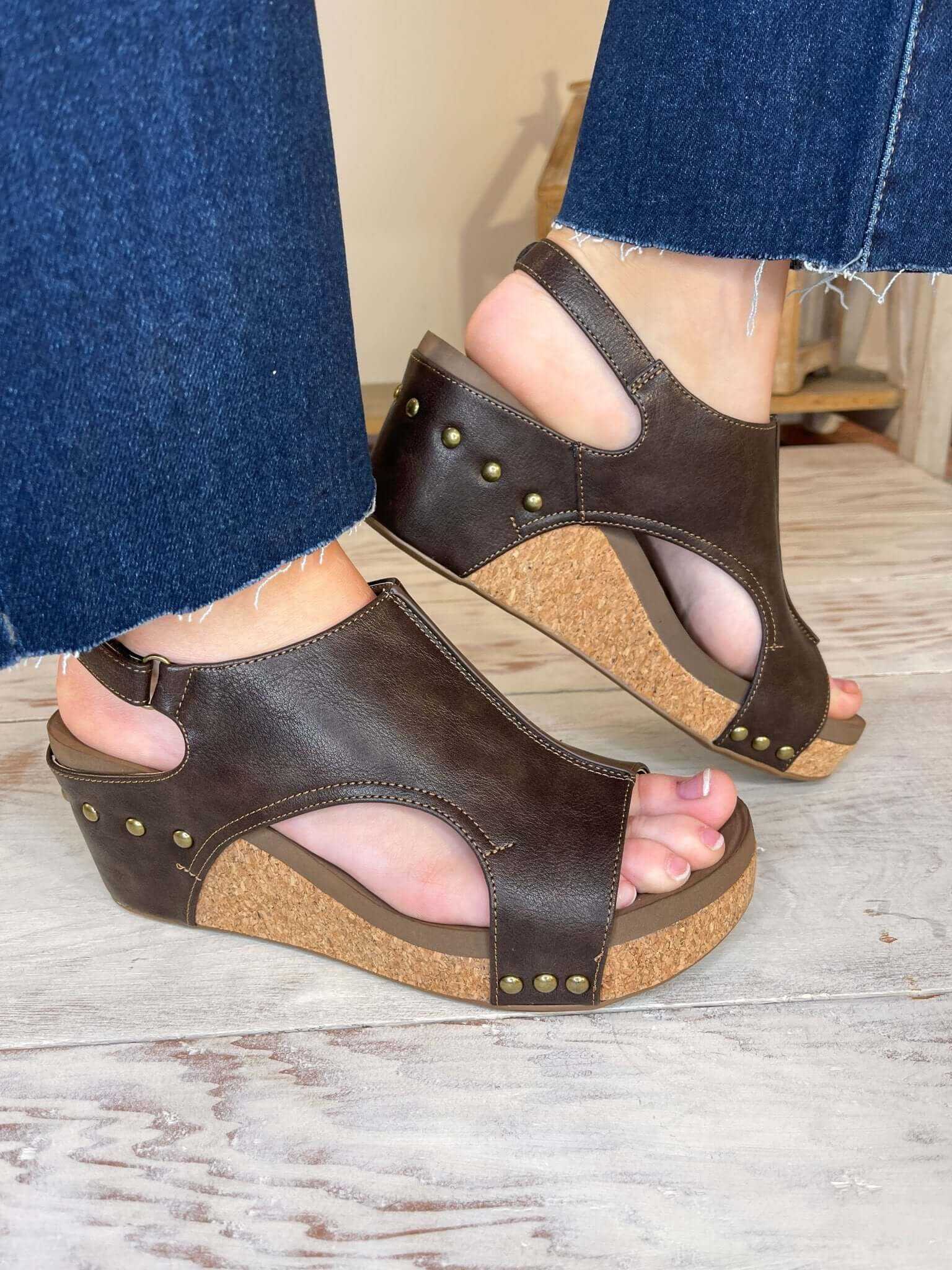 Corky's Footwear Carley Wedge Sandal - Chocolate Smooth