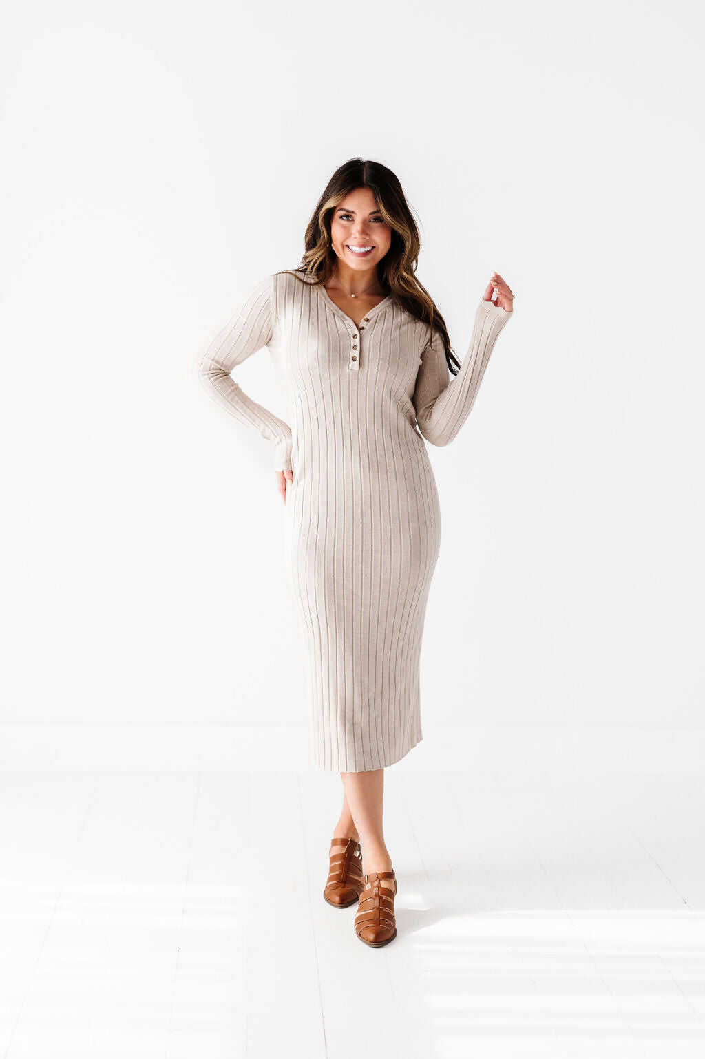 Willow Sweater Dress in Natural - Size 1X Left