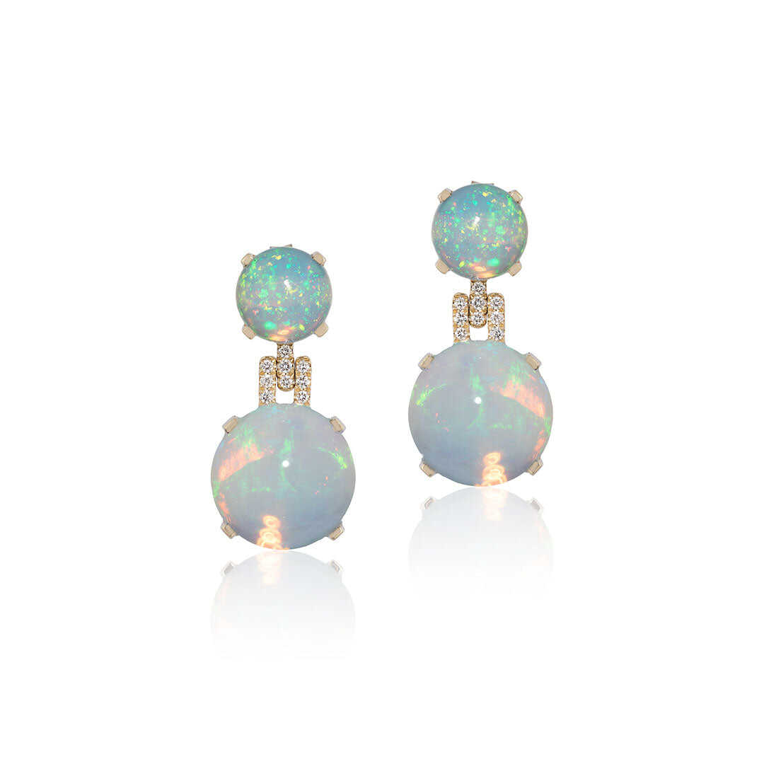 Goshwara Cabochon Opal & Diamond 18K Gold Drop Earrings