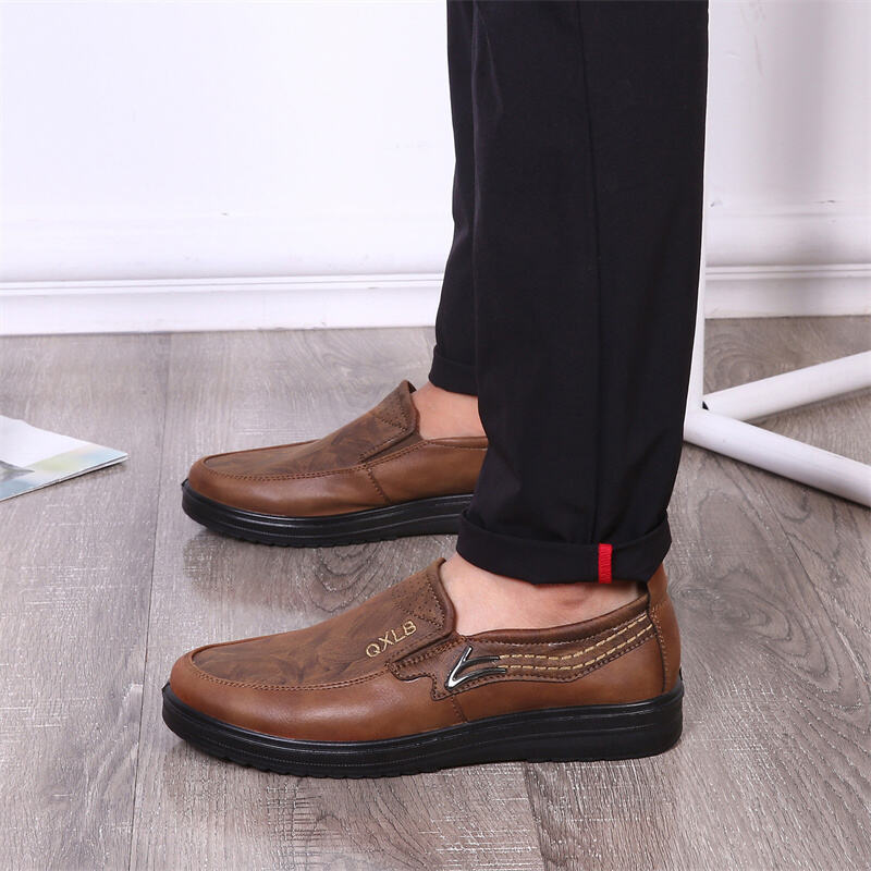 Men's Genuine Leather Breathable Lightweight  Slip-On Orthopedic Walking Shoes