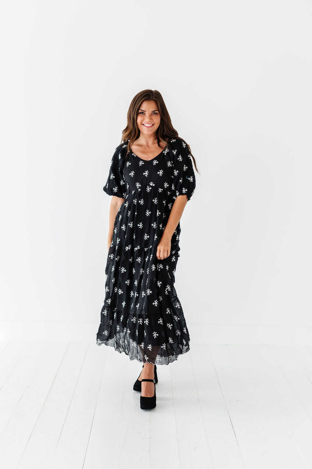 Pearl Midi Dress in Black - Size Small, Medium, & 3X Left
