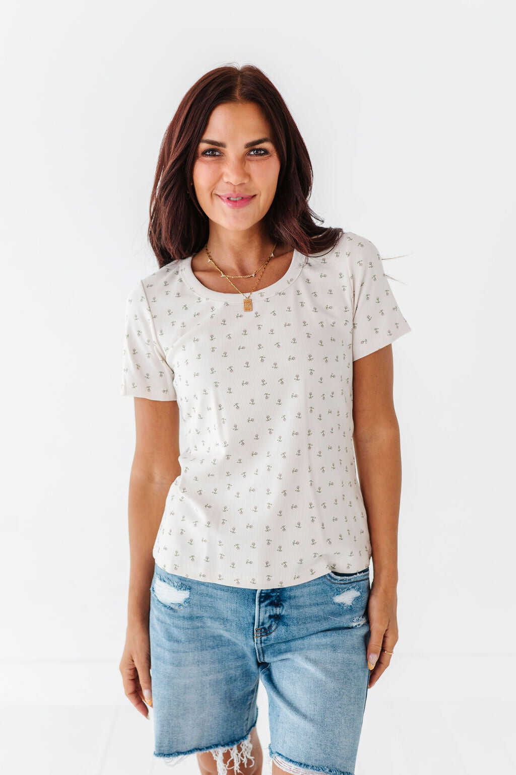 Prue Floral Ribbed Tee