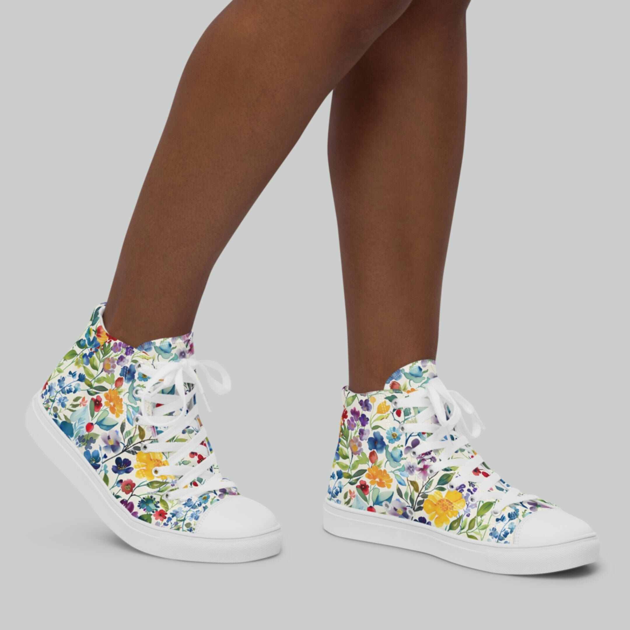 Colorful Garden High Top Canvas Shoes