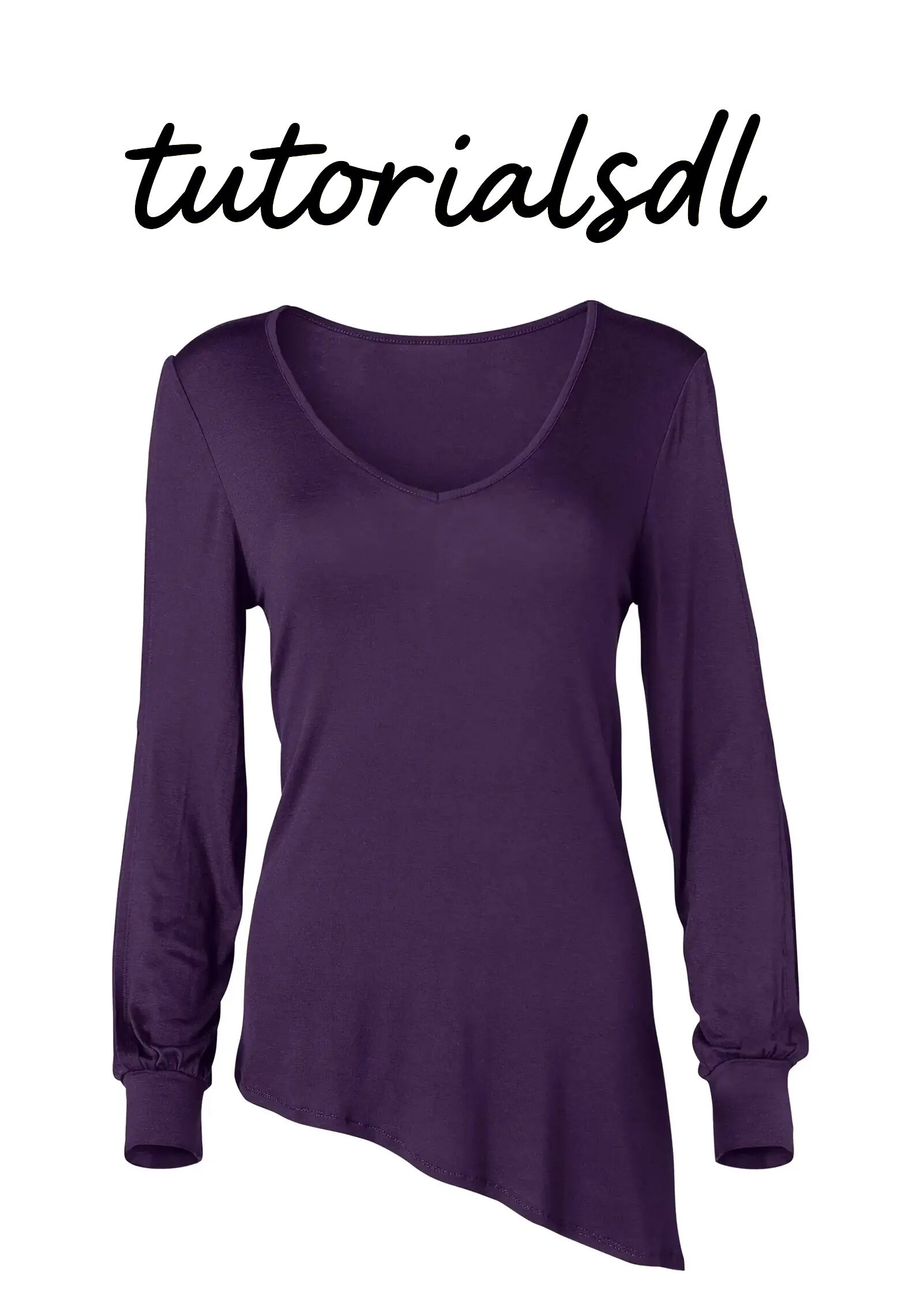 V-Neck Cold-Shoulder Top - Dark Purple