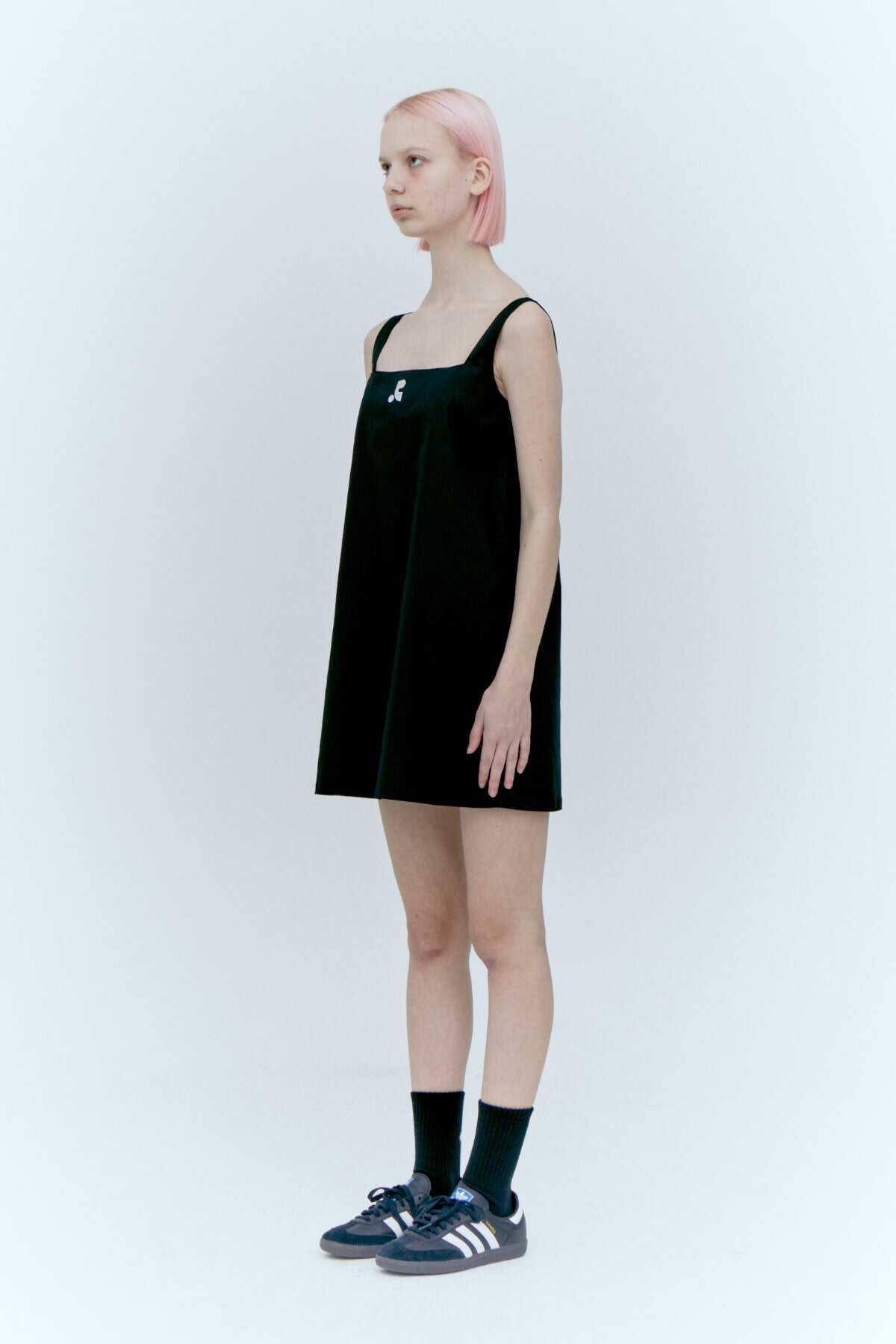 SQUARE NECK MINI DRESS - BLACK