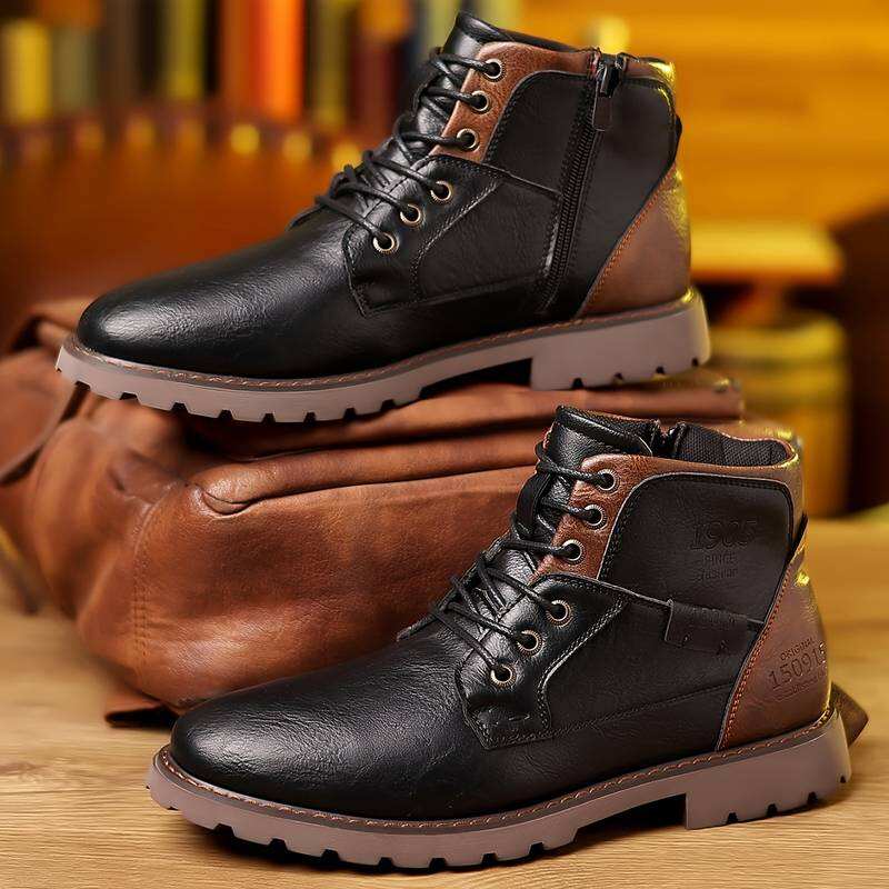 Dallader Men's Waterproof Anti-slip Comfortable Pure Leather Ankle Boots