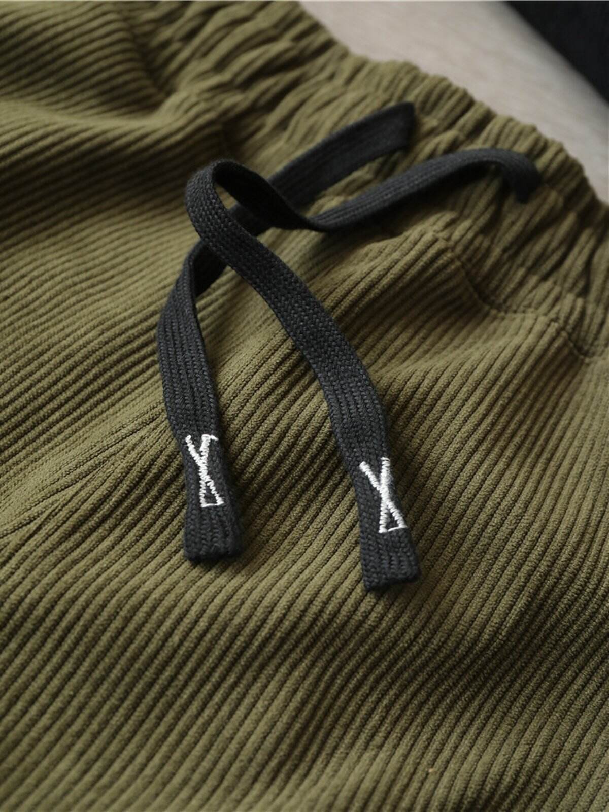 Corduroy Fleece-Lined Elastic Waist Straight Pants