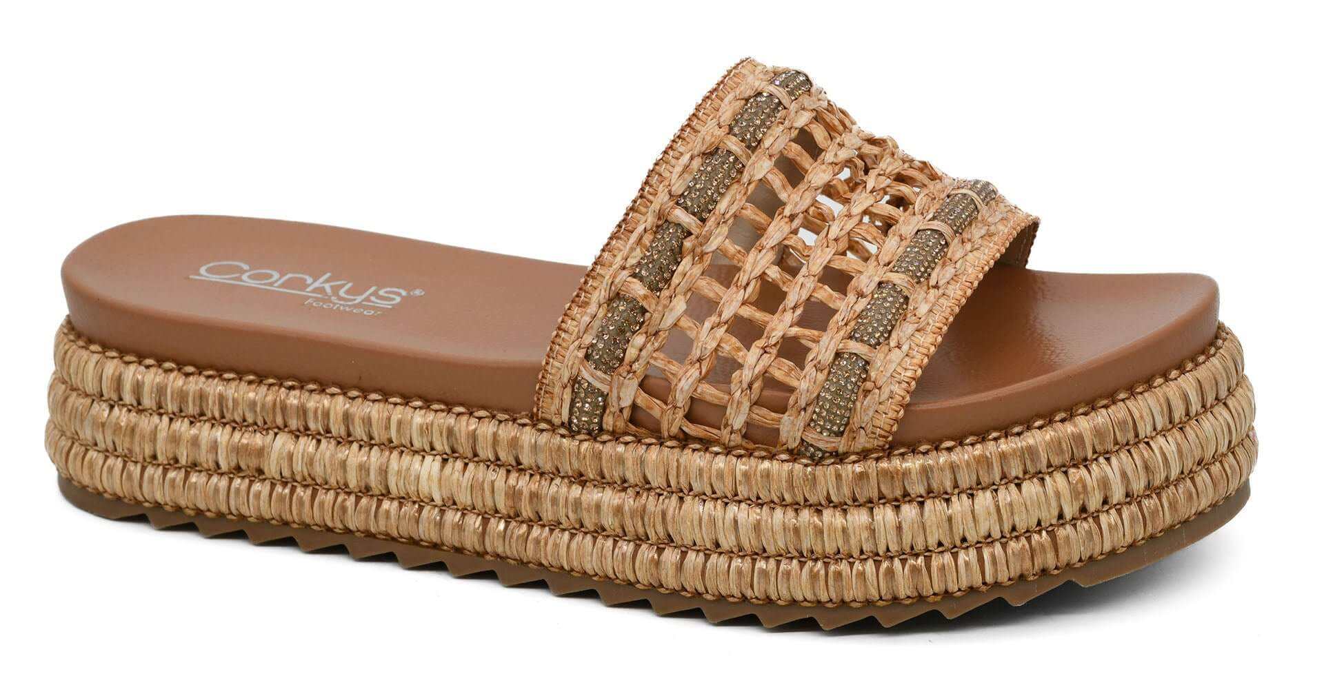 Corkys Footwear Hangover Sandal Slides - Raffia