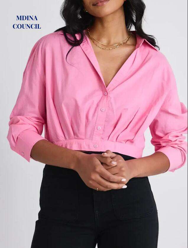 Gifted Barbie Pink Poplin Cropped Shirt