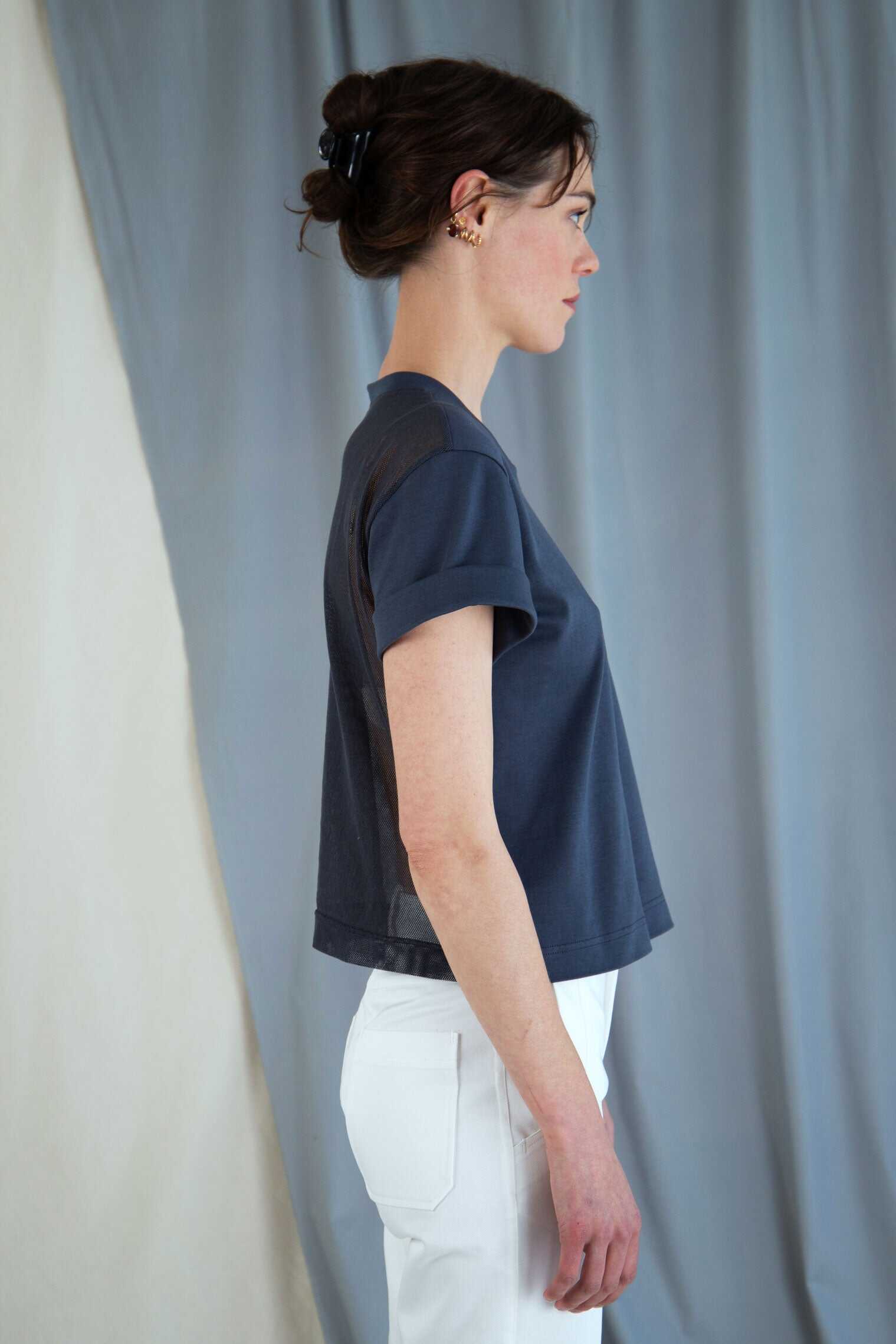 T-shirt with mesh back - Slate blue