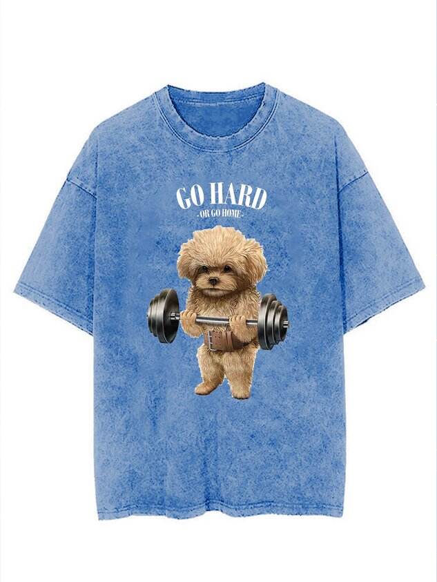 🐶 Washed and Printed Gym Dog T-Shirt