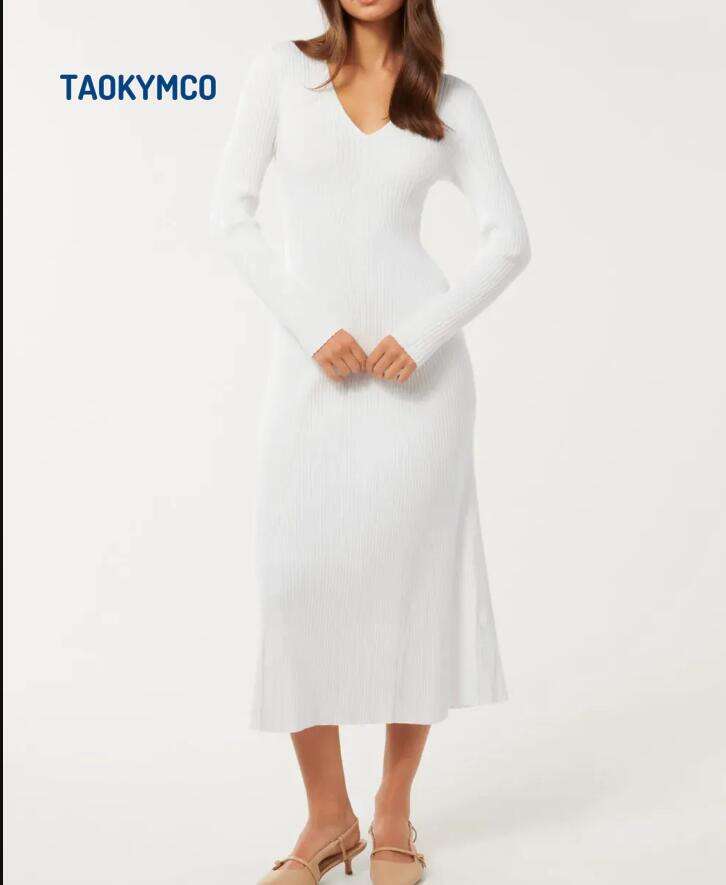 Rib Detail Midi Dress