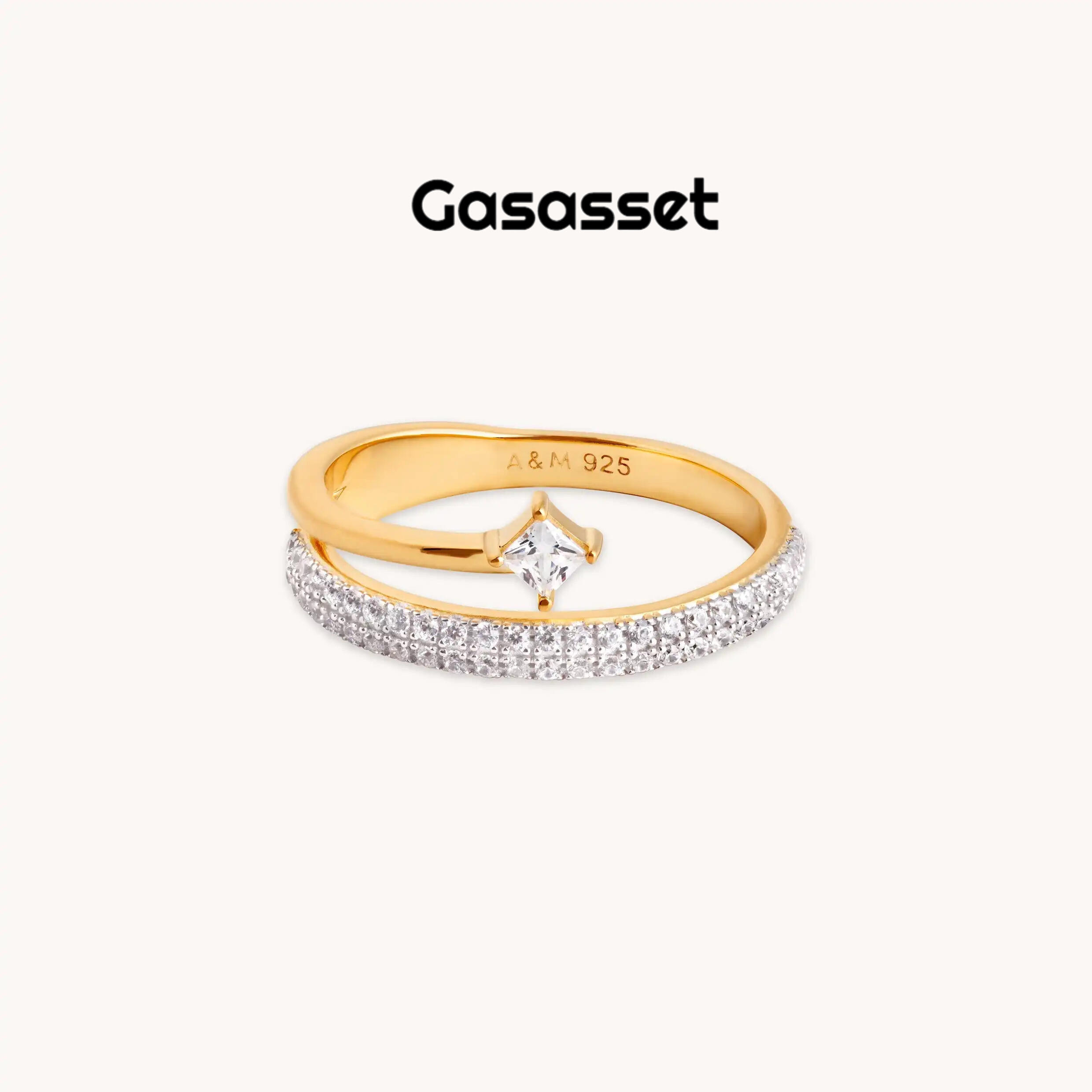 Pavé Crystal Illusion Ring in Gold