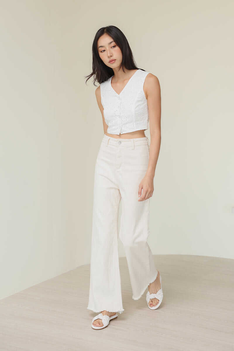 Marisse Knotted Sliders in Waterproof Satin Cream