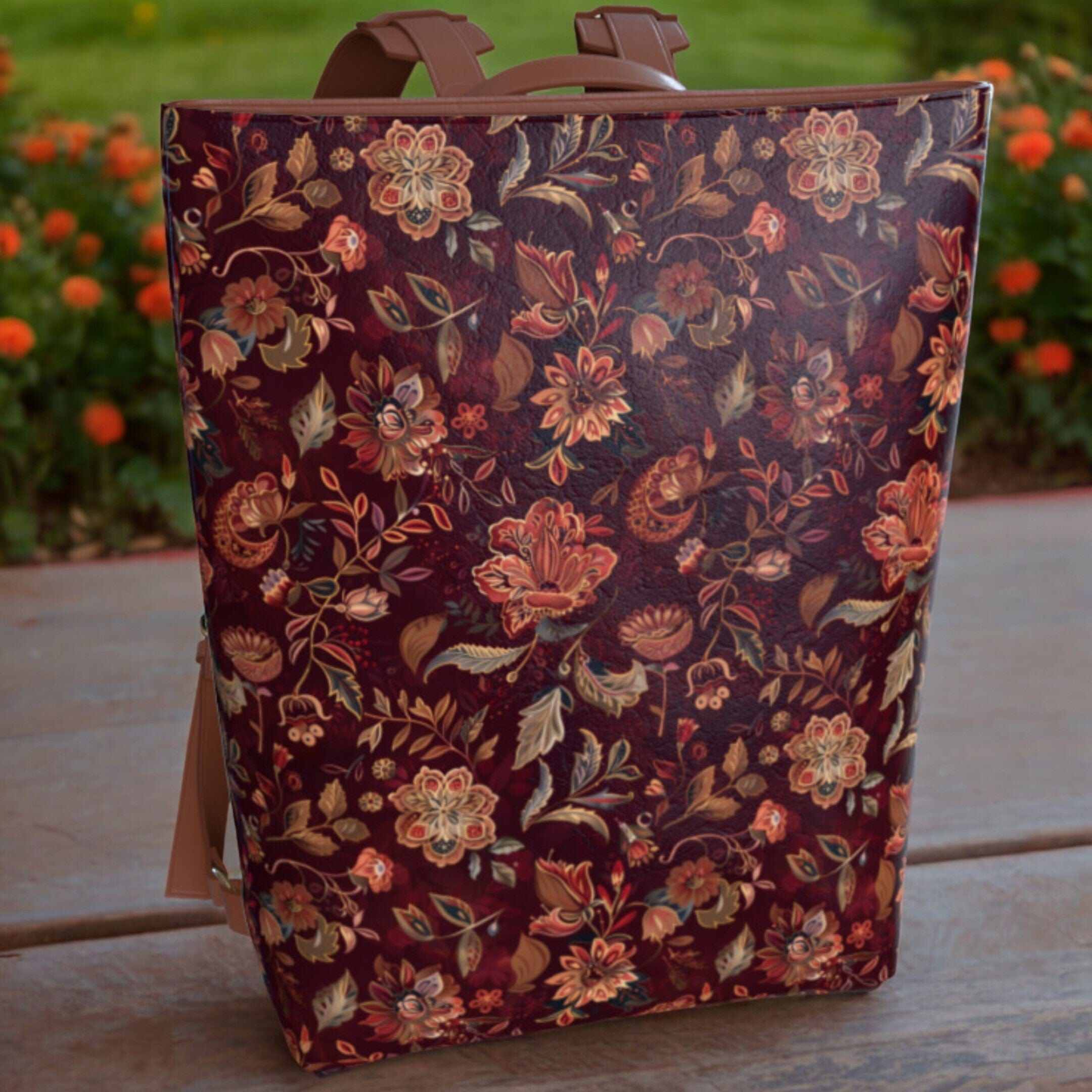 Vegan Leather Backpack - Vintage Floral