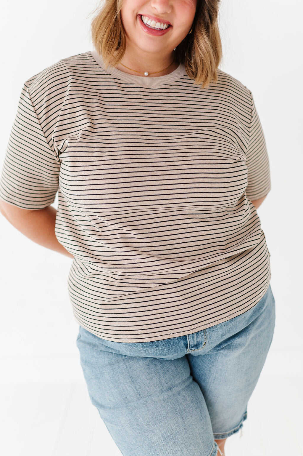 Felicity Striped Top in Oatmeal