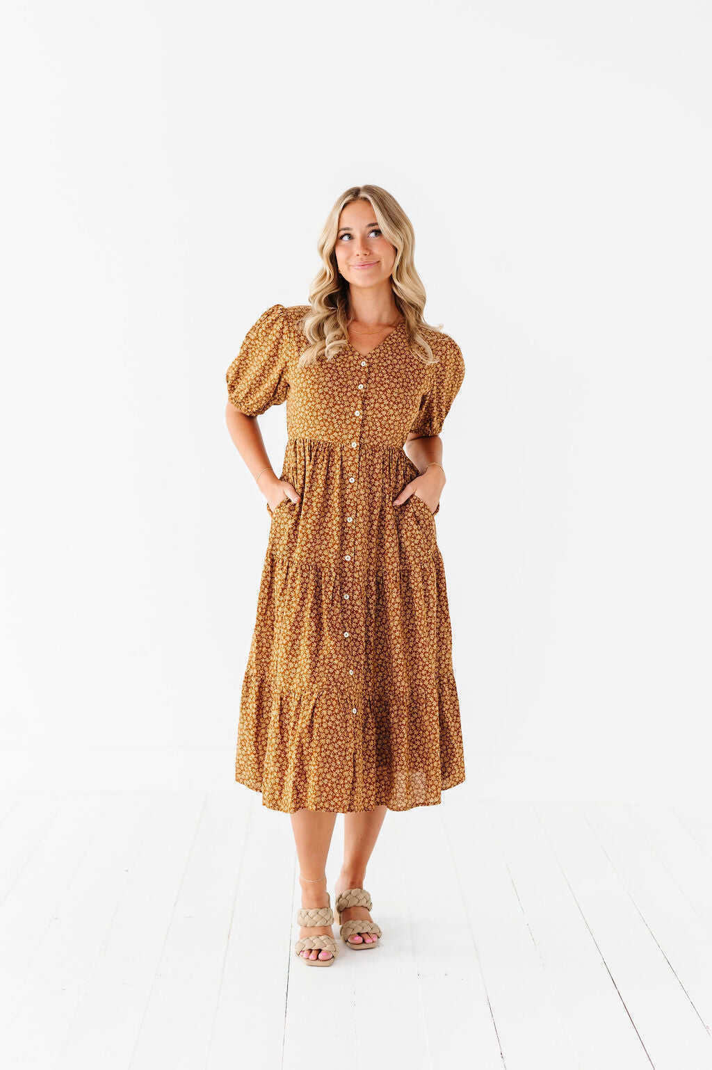 Fiona Floral Dress in Autumn Daisy - Size 3X & 4X Left