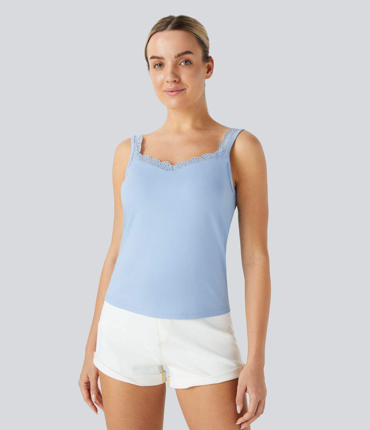 Contrast Lace Backless Basic Casual Tank Top