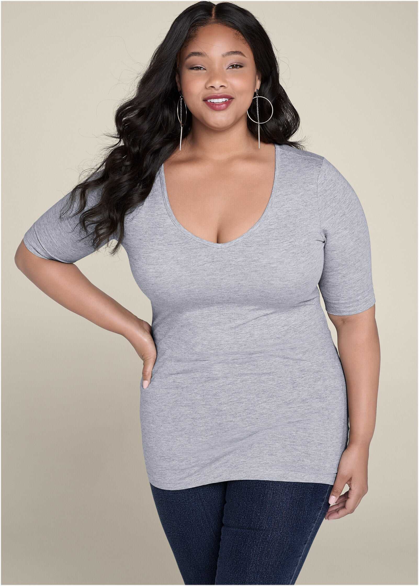 Long And Lean Tee - Light Heather Grey