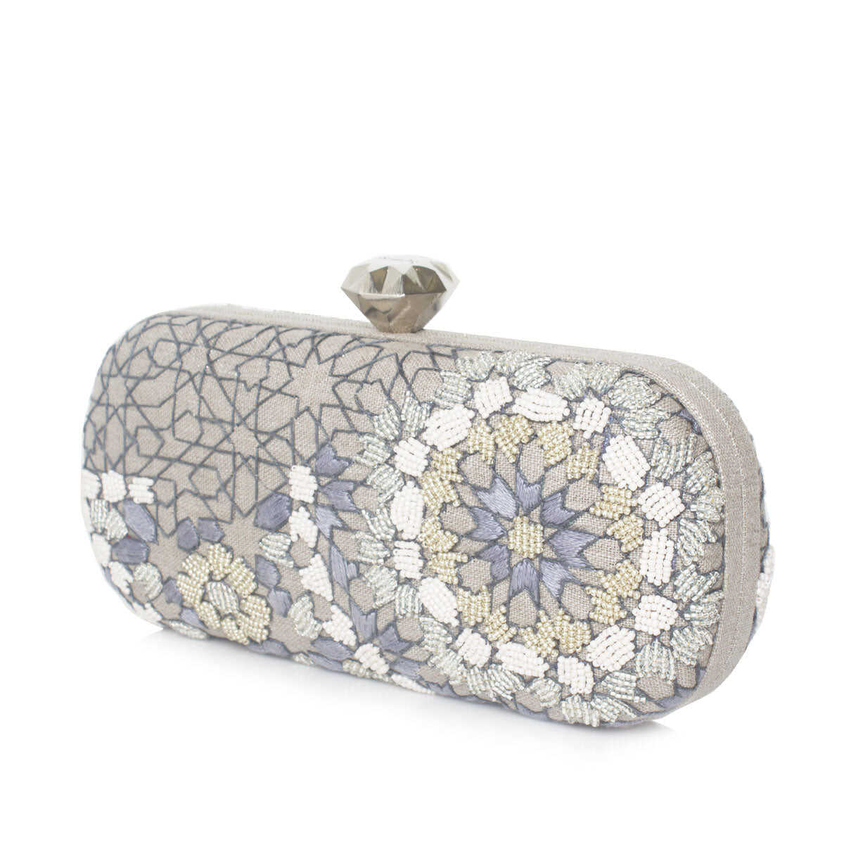 ARABESQUE SILVER BIG BOX CLUTCH