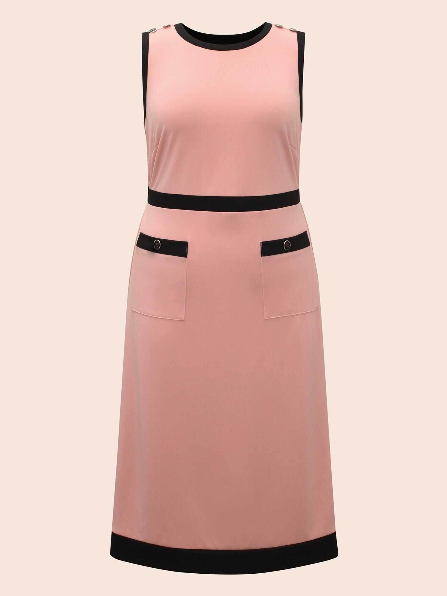 Contrast Button Detail Tank Dress