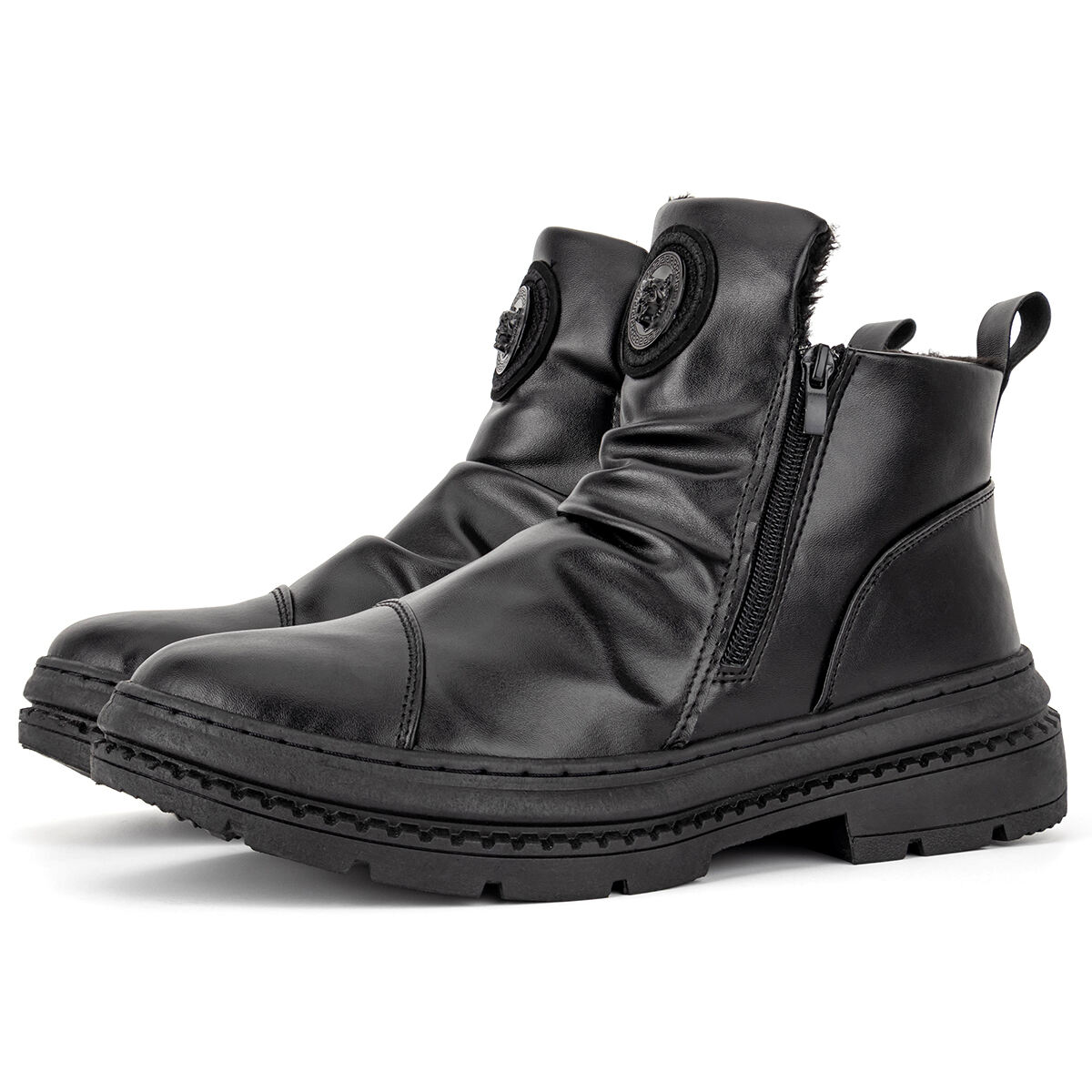 Men's Comfortable Leather Motorcycle Boots Waterproof Anti-Slip Anti-Sprain