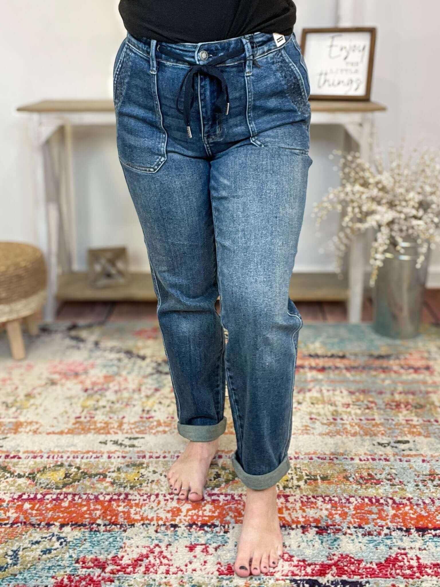 Judy Blue Relaxed Tatum Drawstring Cuffed Jogger Jeans