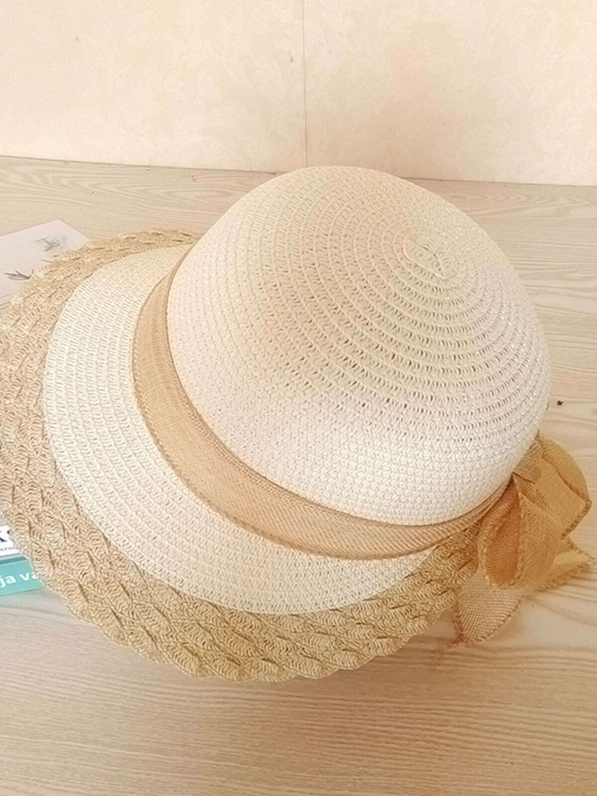 Retro Contrast Braided Bow Sun Hat