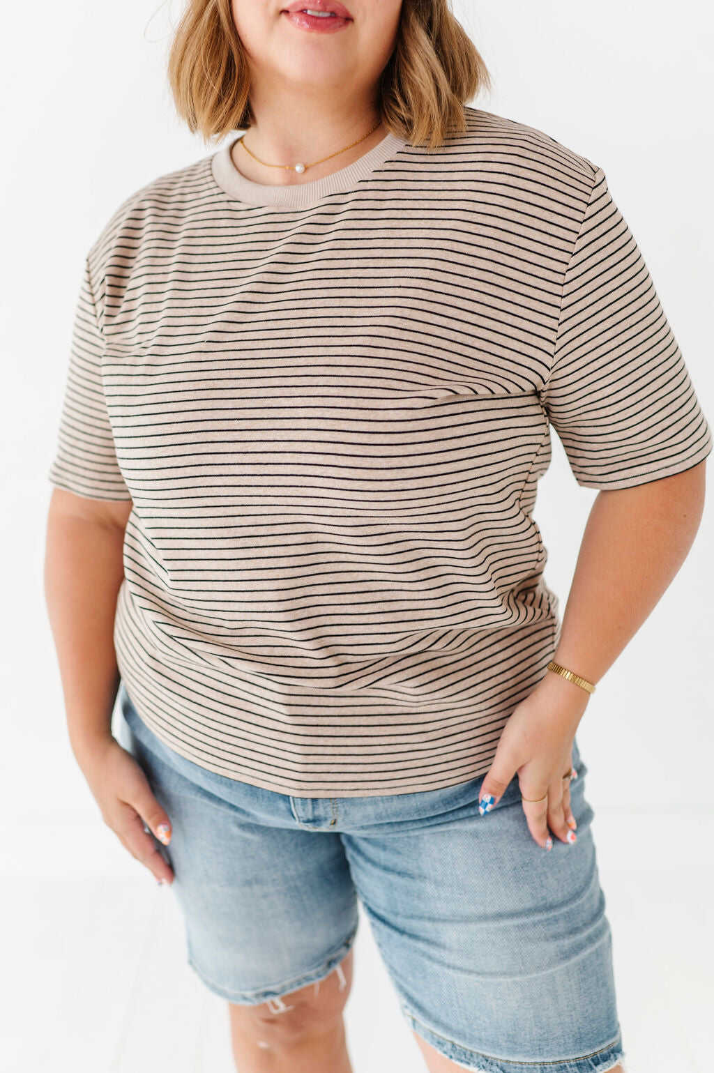 Felicity Striped Top in Oatmeal