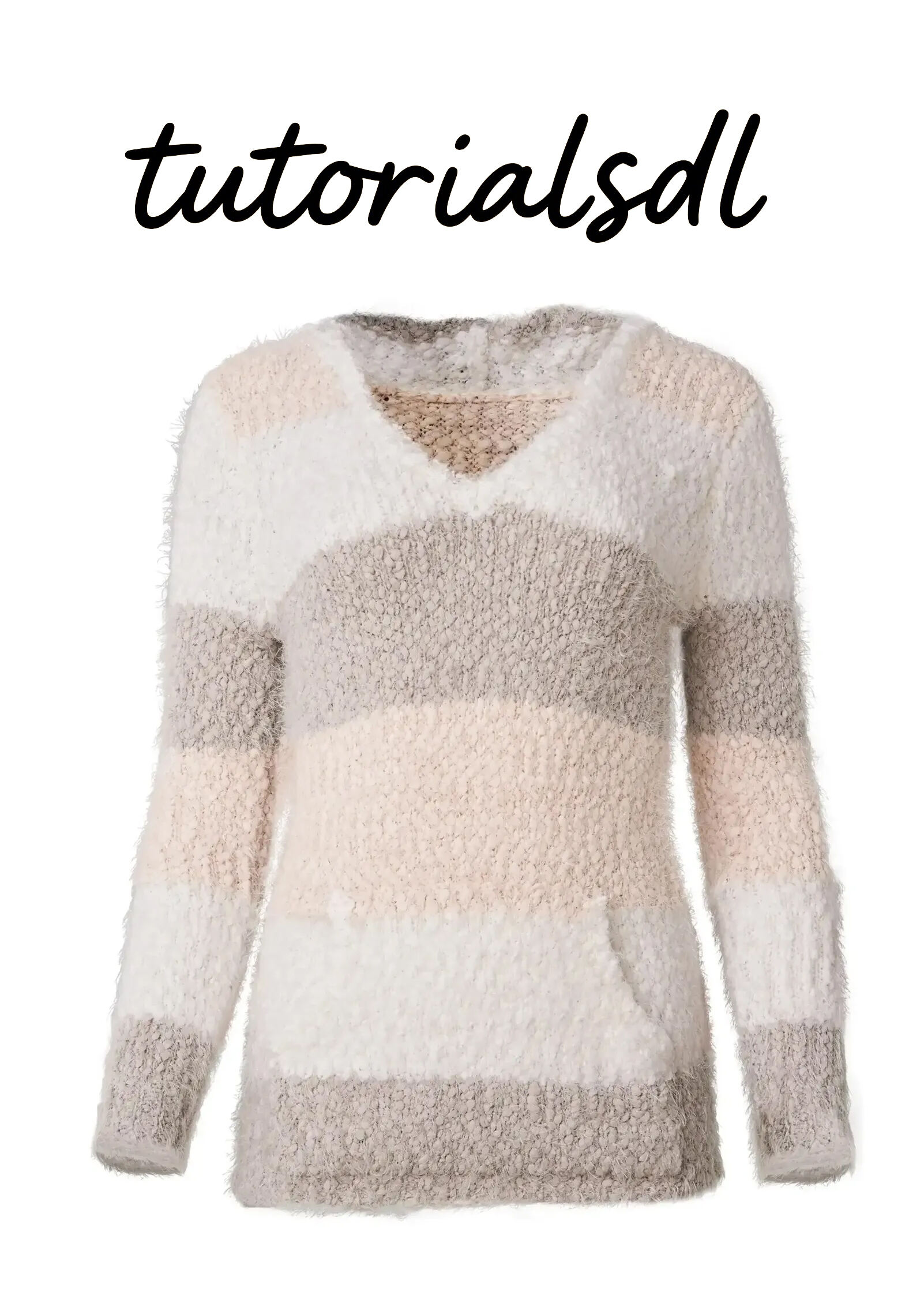 Cozy Striped Hooded Sweater - Blush Multi
