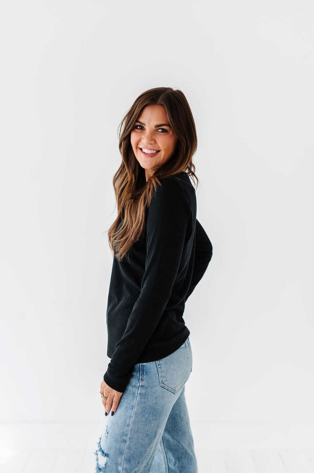 Kori Basic Ribbed Top in Black