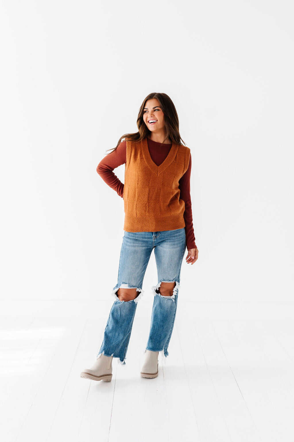 Kori Basic Ribbed Top in Copper