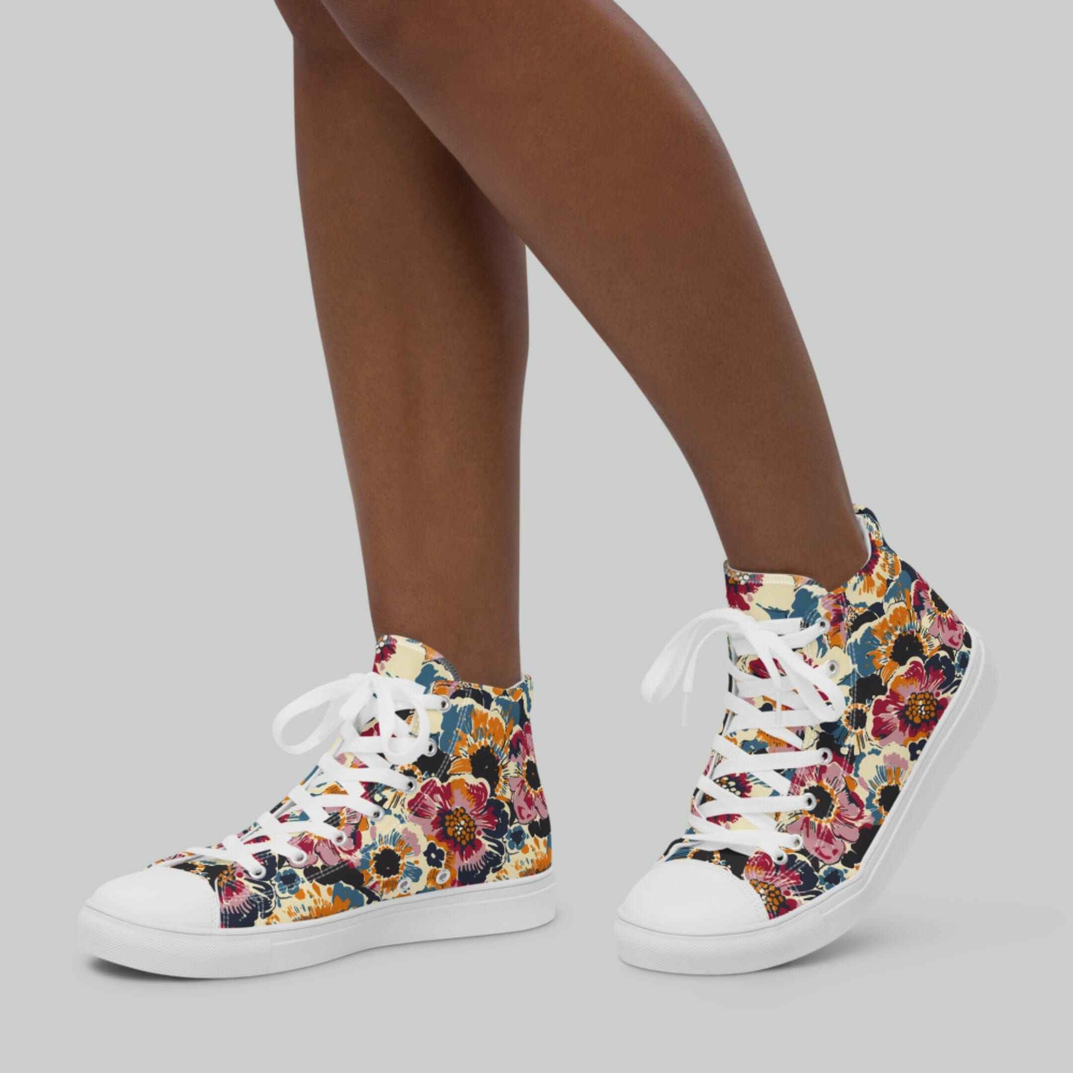 Bold Vintage Floral High Top Canvas Shoes