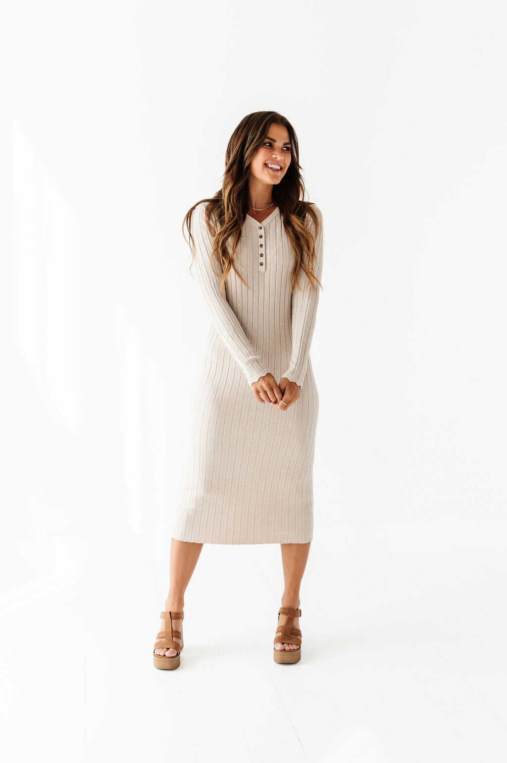Willow Sweater Dress in Natural - Size 1X Left