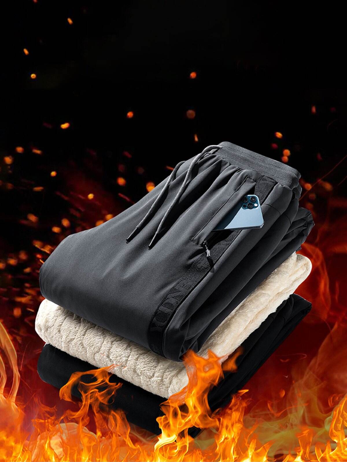 Extra Fleece-Lined Ankle-Tied Elastic Waist Pants
