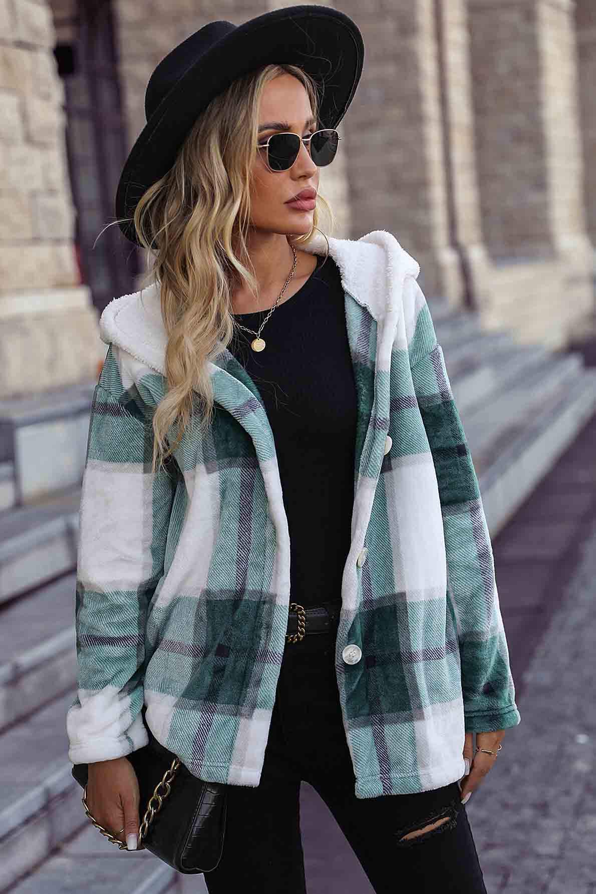 Plaid hotsell fleece coat