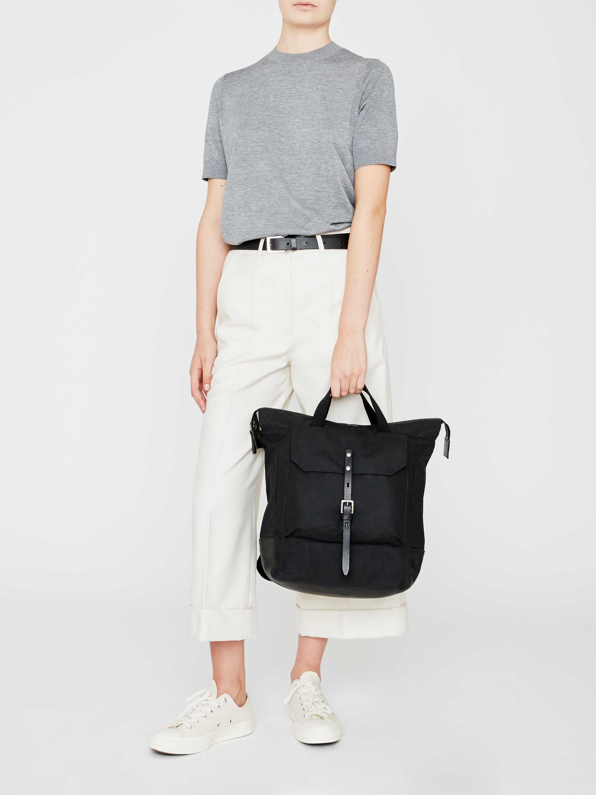 Frances Waxed Cotton Rucksack in Black