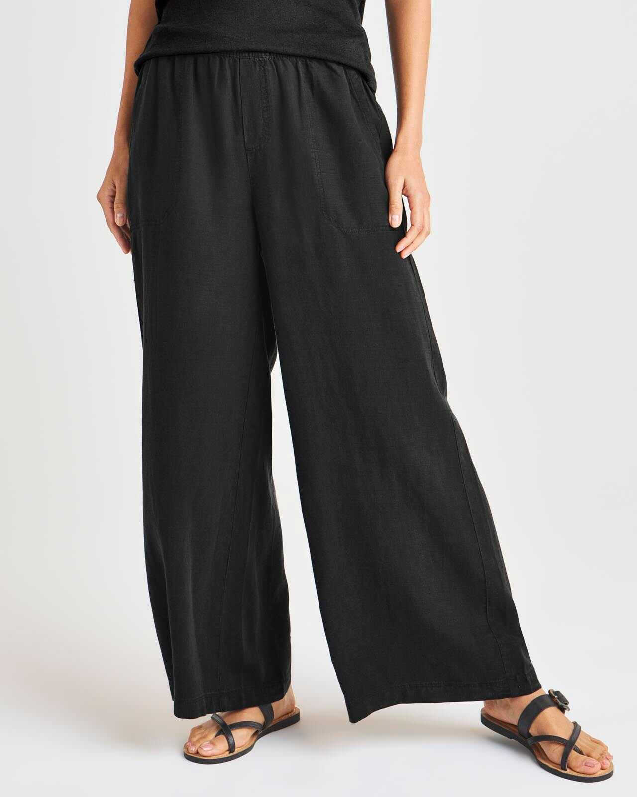 Women's Summer Linen and Lyocell Wide Leg Pants