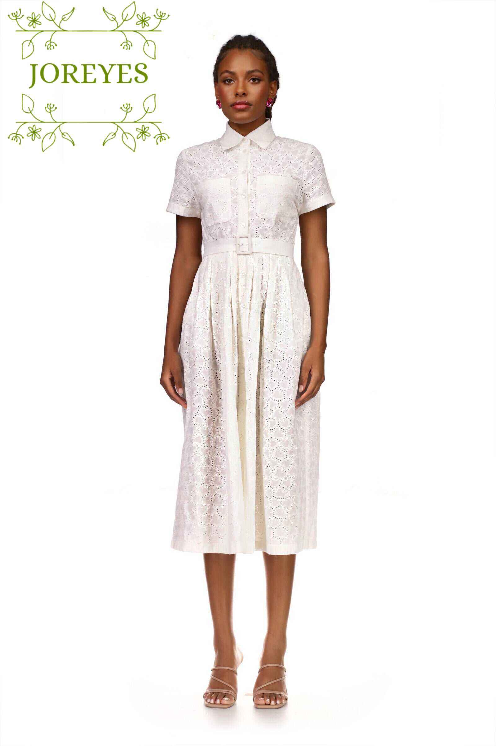 Kristin Heart Eyelet Button Down Dress