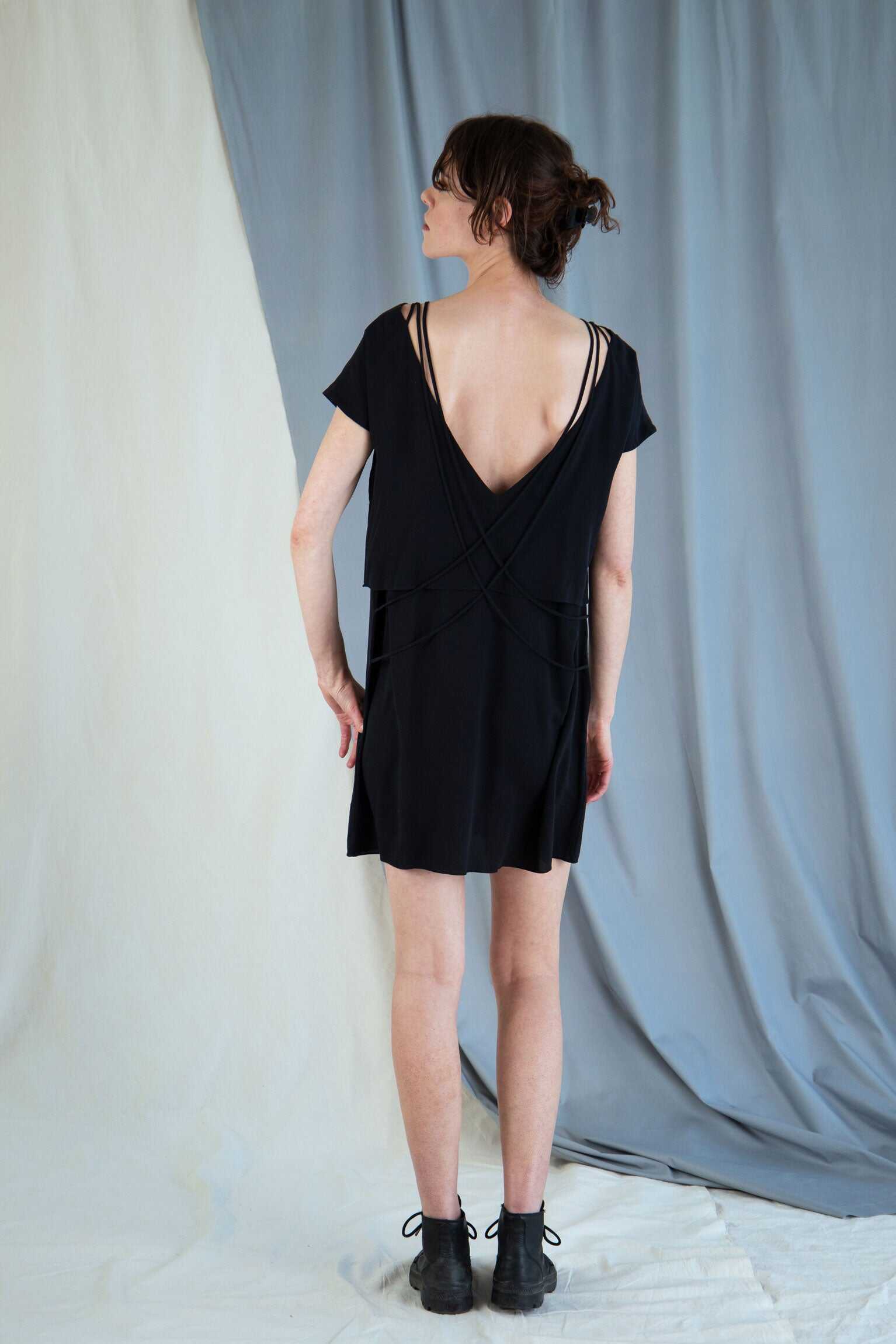 Silk shift mini dress - Black