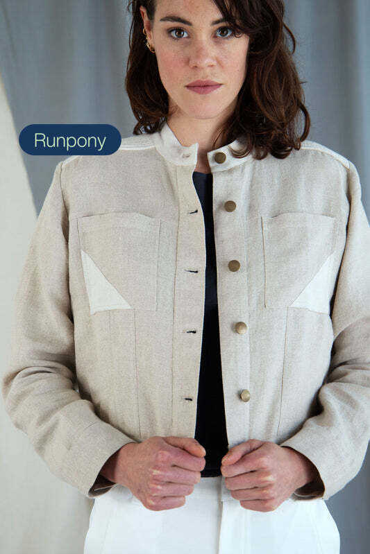 Corded linen boxy jacket - Stone beige