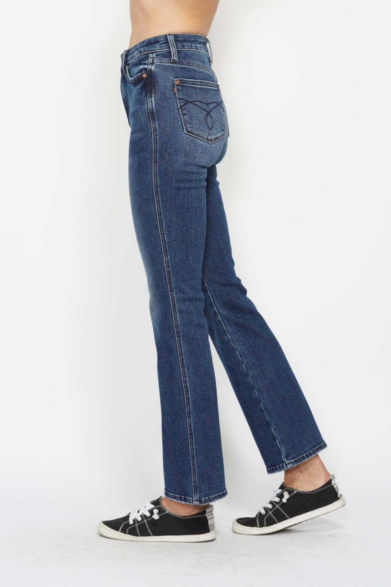 Judy Blue High Rise Embroidered Pocket Tummy Control Bootcut Jeans - Short Inseam